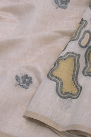 Beige Handloom Jamdani Linen Saree 10074666