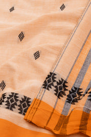 Peach Dhaniakhali Cotton Sarees Without Blouse 10075206