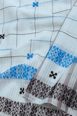 White Dhaniakhali Cotton Sarees Without Blouse 10075209