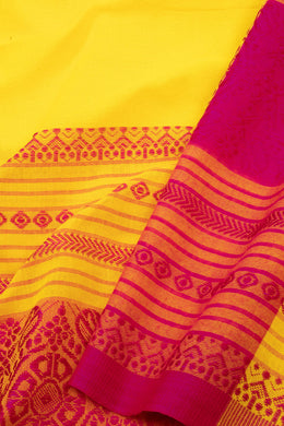 Yellow Bengal Handwoven Cotton Saree 10075300