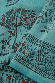 Green Warli Print Bengal Cotton Saree 10075304