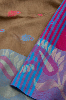 Brown Bengal Handwoven Cotton Saree 10075325