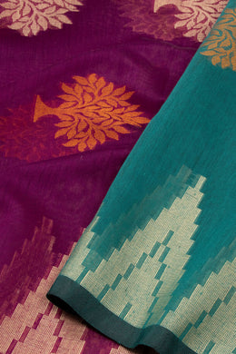 Magenta Bengal Handwoven Cotton Saree 10075329