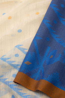 Cream Bengal Handwoven Jamdani Style Cotton Saree 10075330