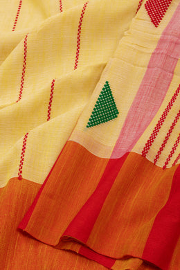 Yellow Bengal Handwoven Cotton Saree 10075336