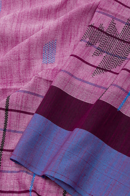 Mauve Bengal Handwoven Cotton Saree 10075338