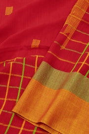 Red Bengal Handwoven Cotton Saree 10075341