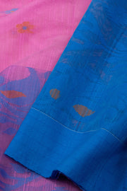 Pink Bengal Handwoven Jamdani Style Cotton Saree 10075344