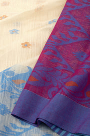 Cream Bengal Handwoven Jamdani Style Cotton Saree 10075345