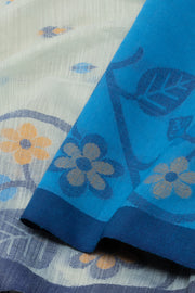 Beige Bengal Handwoven Jamdani Style Cotton Saree 10075346