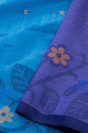 Blue Bengal Handwoven Jamdani Style Cotton Saree 10075347