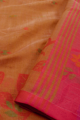 Brown Bengal Handwoven Jamdani Style Cotton Saree 10075349