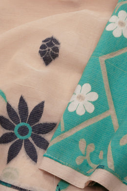 Beige Bengal Handwoven Cotton Saree 10075351