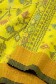 Yellow Bengal Handwoven Jamdani Style Cotton Saree 10075355