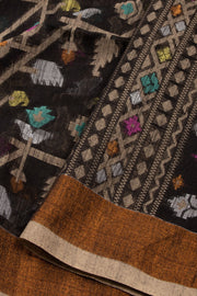 Black Bengal Handwoven Jamdani Style Cotton Saree 10075358