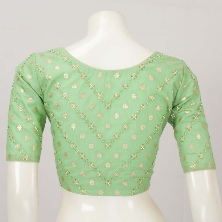 Green Embroidered Banarasi Silk Cotton Blouse - Avishya