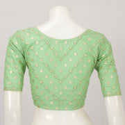 Green Embroidered Banarasi Silk Cotton Blouse - Avishya