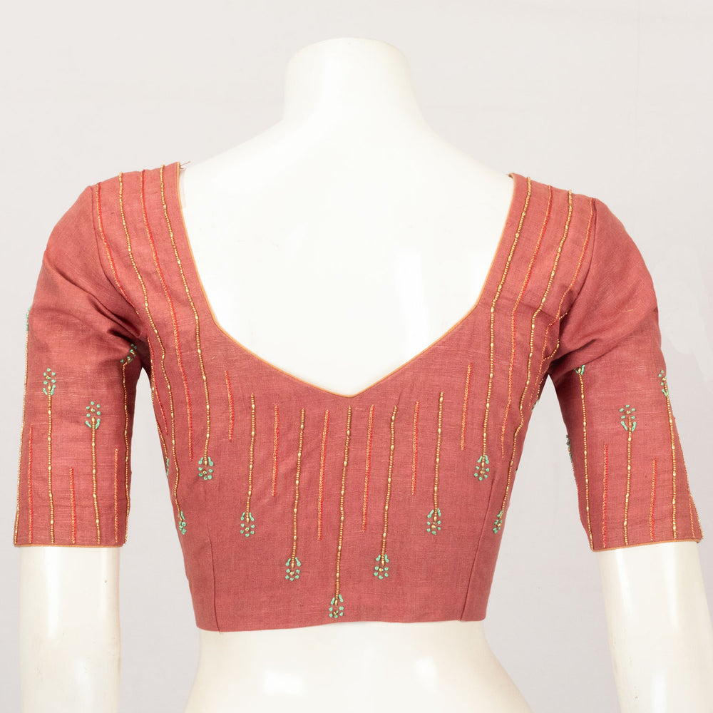 Maroon Hand Embroidered Silk Cotton Blouse - Avishya