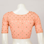 Peach Hand Embroidered Silk Cotton Blouse - Avishya