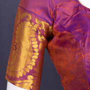 Royal Berry Purple Kanjivaram Silk Blouse With Leaf Design and Paisley Border 10076652