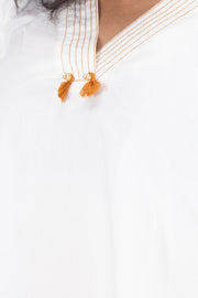 White Shawl Neck Cotton Crop Top 10068097