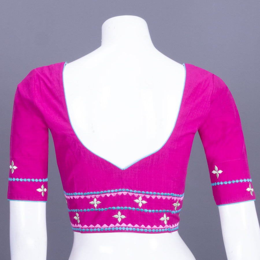 Pink Embroidered Cotton Blouse 10069462 - Avishya