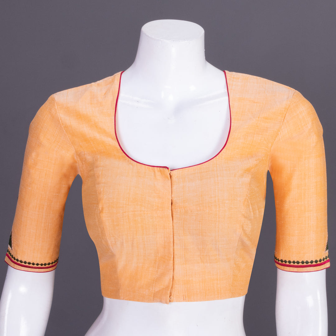 Orange Embroidered Cotton Blouse 10069470 -Avishya