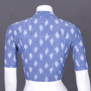 Blue Handcrafted Ikat Cotton Blouse 10069575 - Avishya