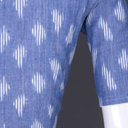 Blue Handcrafted Ikat Cotton Blouse 10069575 - Avishya