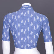 Blue Handcrafted Ikat Cotton Blouse 10069576 - Avishya