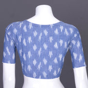 Blue Handcrafted Ikat Cotton Blouse 10069582 - Avishya