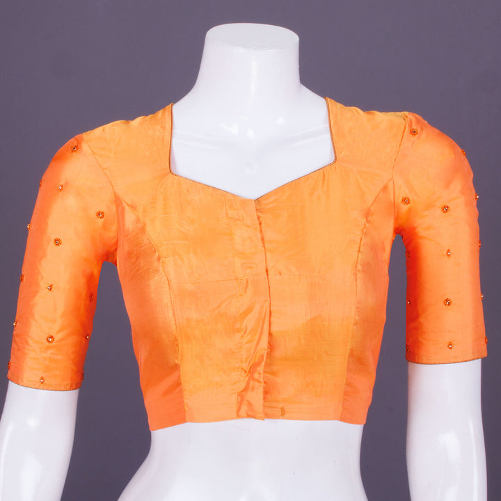Orange Aari Embroidered Silk Blouse 10069591 - Avishya