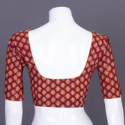 Maroon Handblock Printed Cotton Blouse 10069606 - Avishya