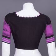 Black Batik Handpainted Cotton Blouse 10070228 - Avishya