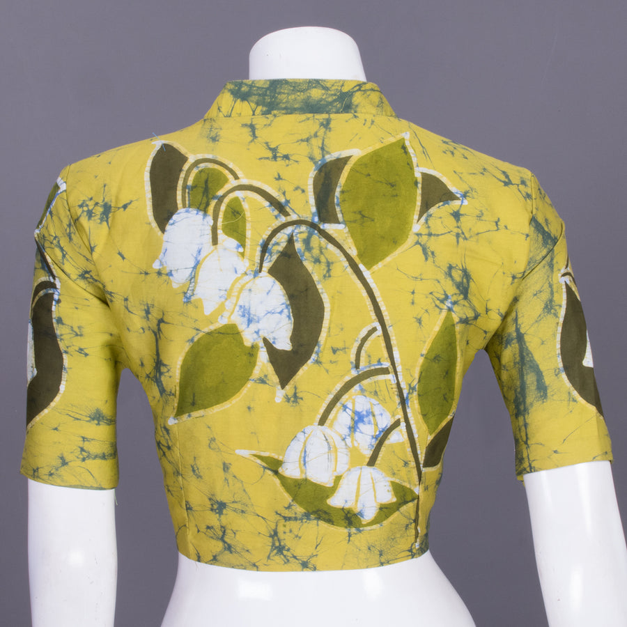 Yellow Batik Handpainted Cotton Blouse 10070241 - Avishya