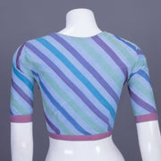Steel Blue Striped Andhra Cotton Blouse 10070422