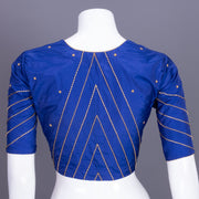 Bright Blue Aari Embroidered Tussar Silk Blouse 10077724