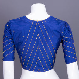 Bright Blue Aari Embroidered Tussar Silk Blouse 10077724