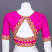 Pink Aari Embroidered Tussar Silk Blouse 10077738