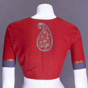 Maroon Aari Embroidered Mangalgiri Cotton Blouse 10077721
