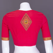 Deep Red Aari Embroidered Mangalgiri Cotton Blouse
