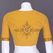 Mustard Yellow Aari Embroidered Mangalgiri Cotton Blouse 10077726