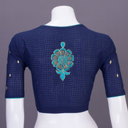 Blue Slub Cotton Hand Embroidered Blouse
