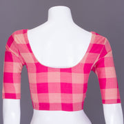 Pink Checked Andhra Cotton Blouse 10070816