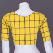 Yellow Checked Andhra Cotton Blouse 10070817
