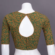 Green Kutchi Hand Block Printed Cotton Blouse 10072454
