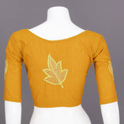 Yellow Slub Cotton Embroidered Blouse 10072482
