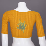 Yellow Slub Cotton Embroidered Blouse 10072497