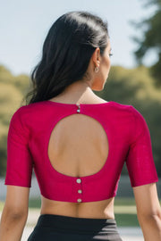 Pink Handcrafted Cotton Solid Blouse 10073210