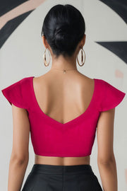 Pink Handcrafted Cotton Solid Blouse 100732